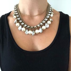 🌟Costume jewelry pearl and crystal chain necklace
